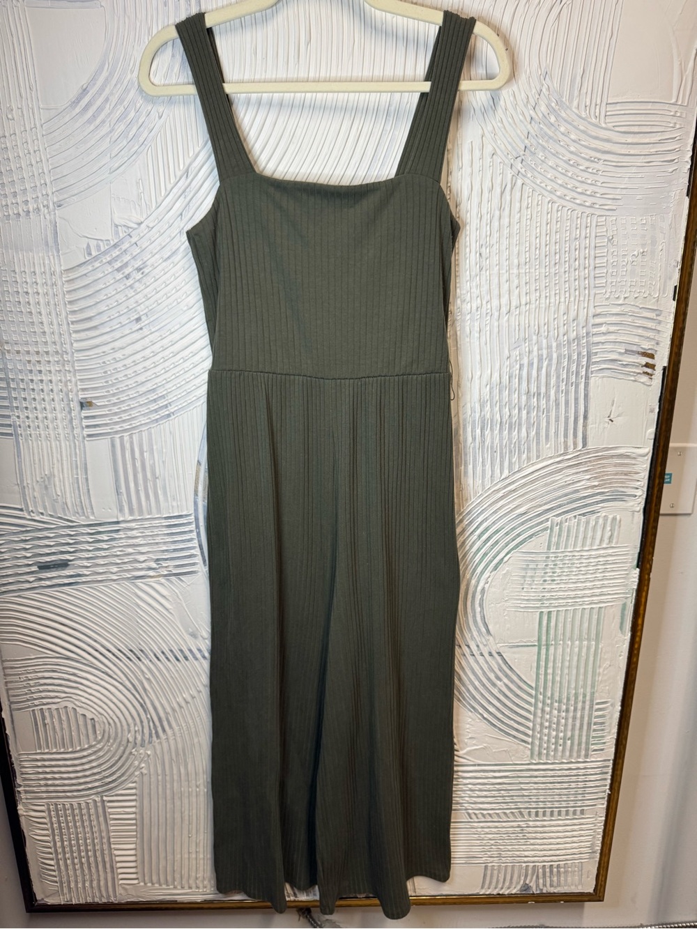 American Eagle Outfitters Olive Green Ribbed Square-Neck jumper